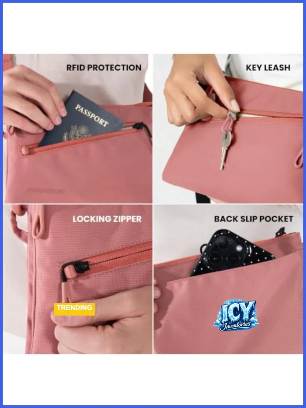 Nylon Mini Crossbody Bag RFID Lightweight Shoulder Purse